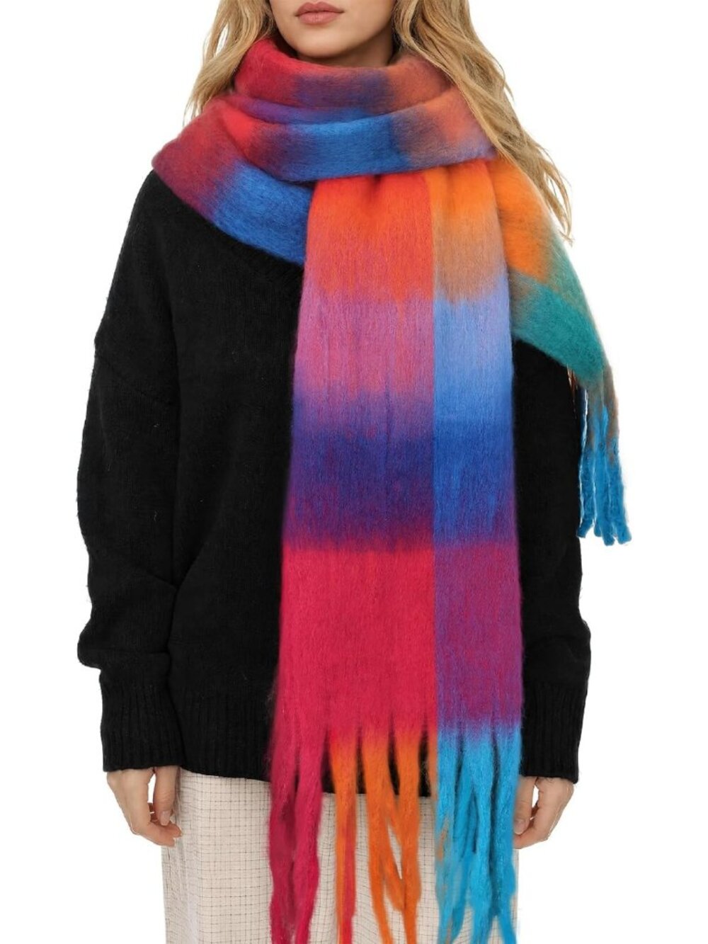 Cozy Winter Scarf for Women | Soft Plaid Blanket Wrap Shawl | Long & Stylish